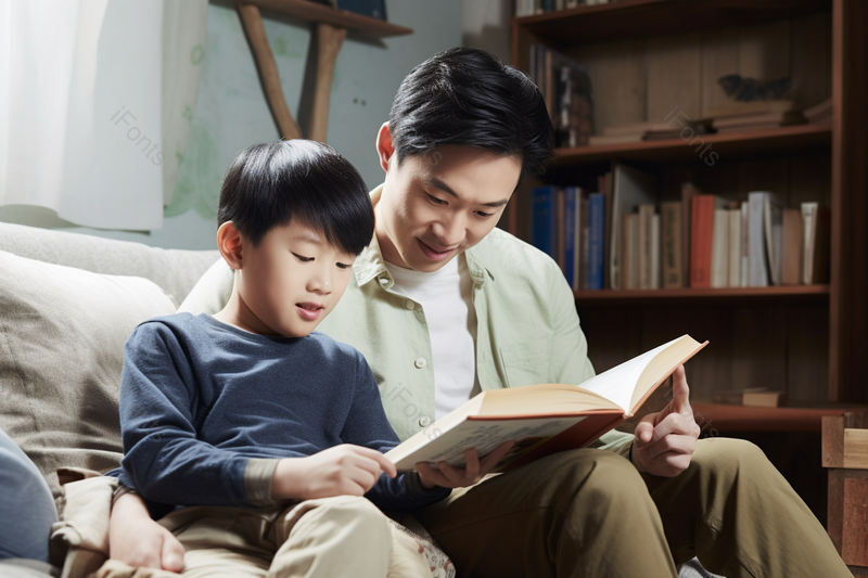 室内沙发静谧亲子家庭陪伴,高清,摄影图,摄影图片,图片大全,摄影图免费下载